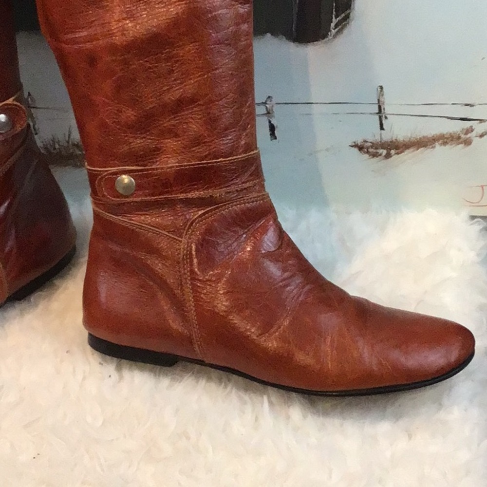 VINTAGE RUST LEATHER BOOTS.SZ 8 - Picture 6 of 14
